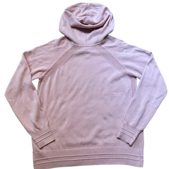 Athleta Evergreen Sweater Medium Light Pink Hooded Pullover - Picture 5 of 6
